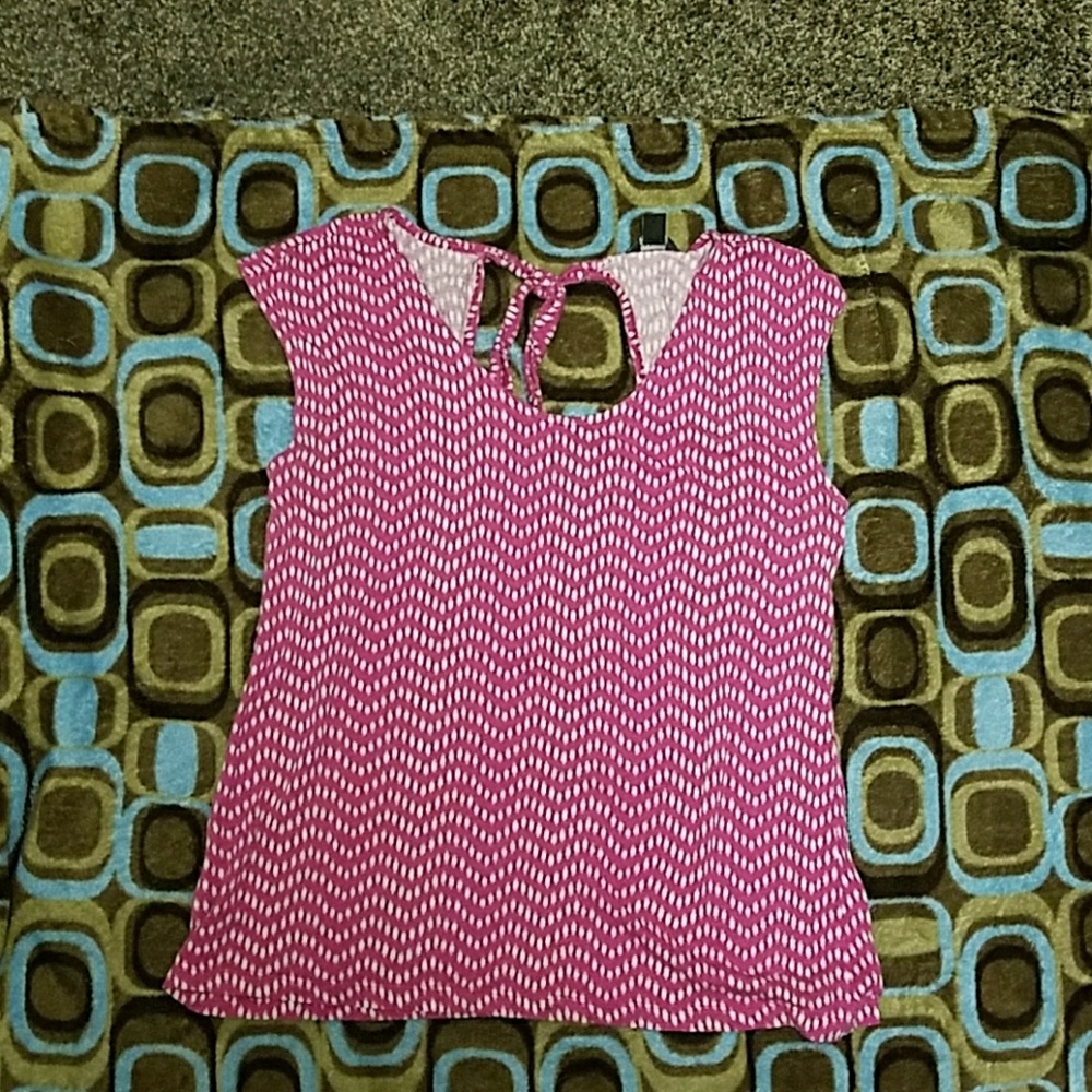 Pink and white short sleeve Ann Taylor shirt